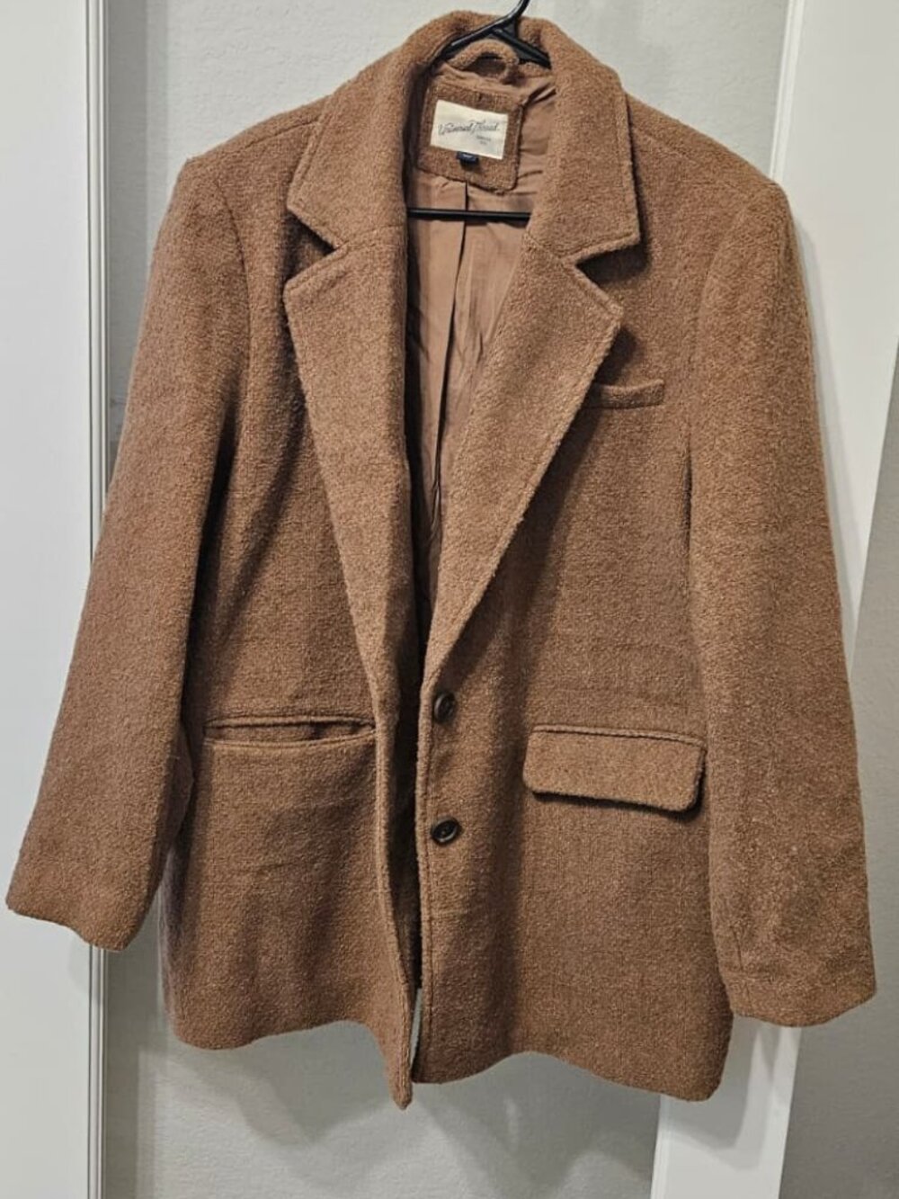 Universal Thread Women's Camel Teddy Bouclé Longline Blazer Size L